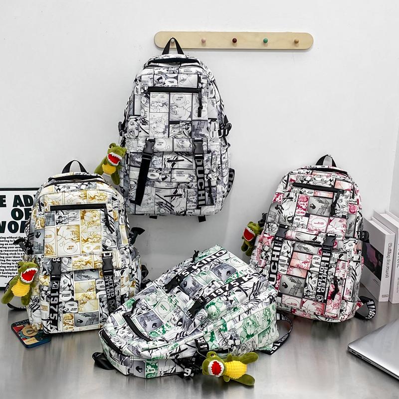 Student Skolesekk Herre Graffiti Trykk Ryggsekk Dame Stor Kapasitet Ryggsekk