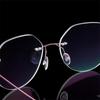 Foldable Leg Geometric Myopia Glasses Metal No-Rim 1.61 index Anti-blue Light Rx Spectacles 0 -0.5 -0.75 To -6