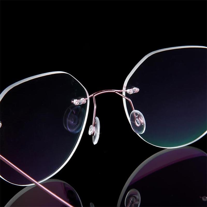 Foldable Leg Geometric Myopia Glasses Metal No-Rim 1.61 index Anti-blue Light Rx Spectacles 0 -0.5 -0.75 To -6