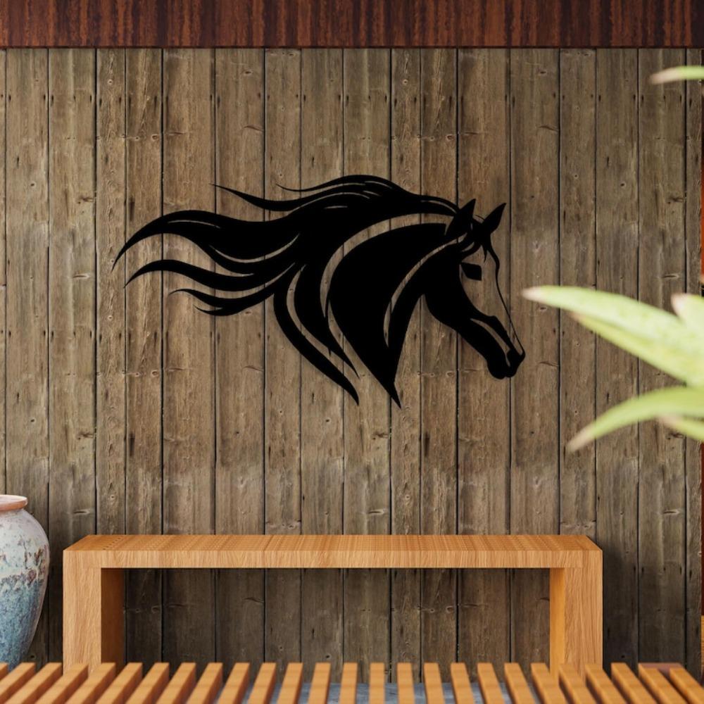 Black Metal Horse Head Wall Art Farmhouse Home Decor