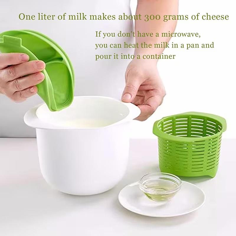 Cheese-Making Kit Includes A Mold Set, A Tofu Press With A Drain Filter, A Microwave Cheese Maker, And Green Cheese Molds