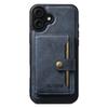 For iPhone 16 Plus Magnetic Case with Card Holder Cowhide Texture Leather Back Cover