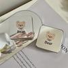1Pc Silver Bear Contact Lens Case Cosmetic Case Portable Water Box Simple Contact Lens Companion Box Storage Box Accessories