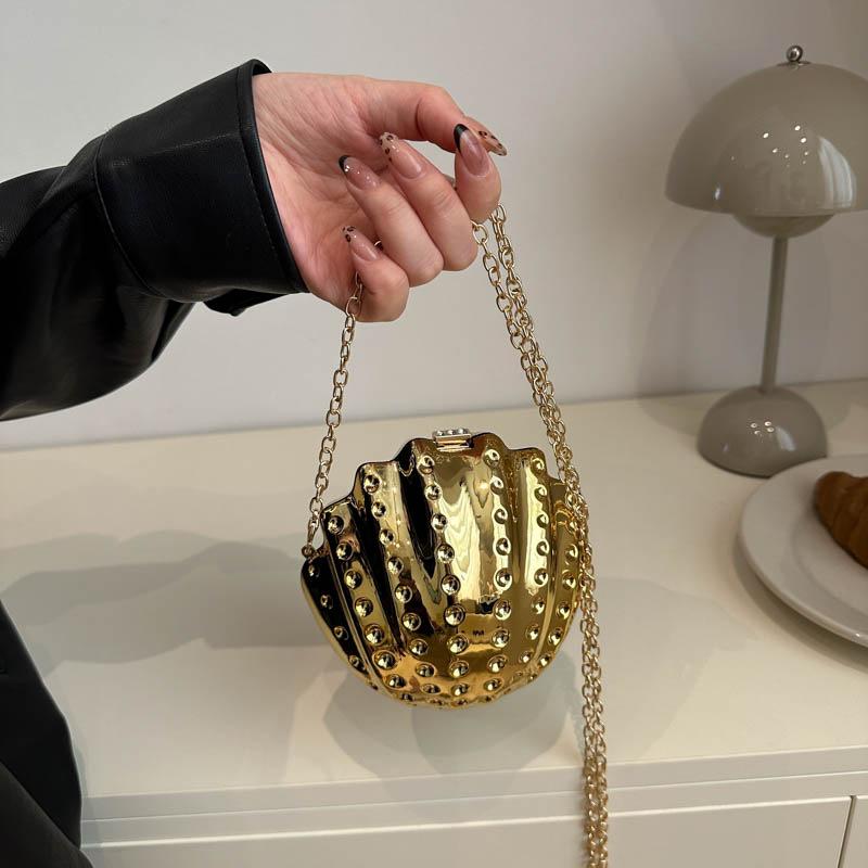 Women's Mini New Fashion Shell Shoulder Bag Ladies' Dinner Bag Shiny Crossbody Shell Bag