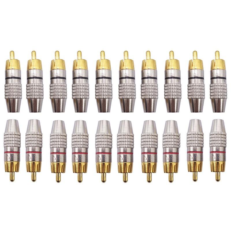 Speaker Wire Cable To Audio Male Connector Adapter Gold Plated 20pcs