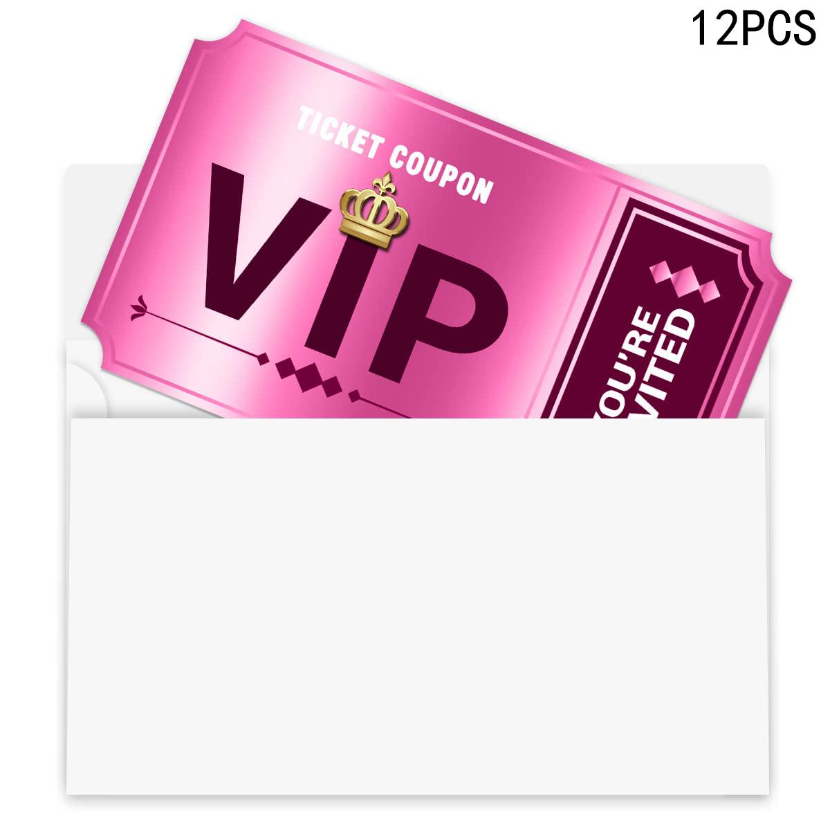 

12Pack Double-Sided Movie VIP Birthday Invitation Cards (12 Cards + 12 Envelopes) Kids Party Invites Cards Gift for Themed Celebration