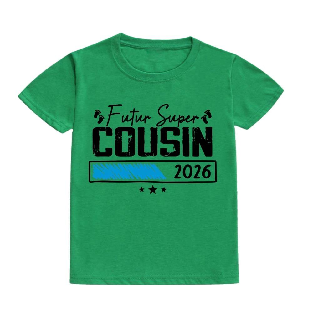 Feture Super Cousin 2026 Kid Tshirt Casual Short Sleeve Child Tee Tops Round Neck T Shirt Pregnancy Announcement