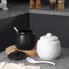 Stone-Pattern Ceramic Lard Storage Jar with Lid