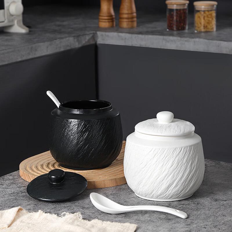 Stone-Pattern Ceramic Lard Storage Jar with Lid