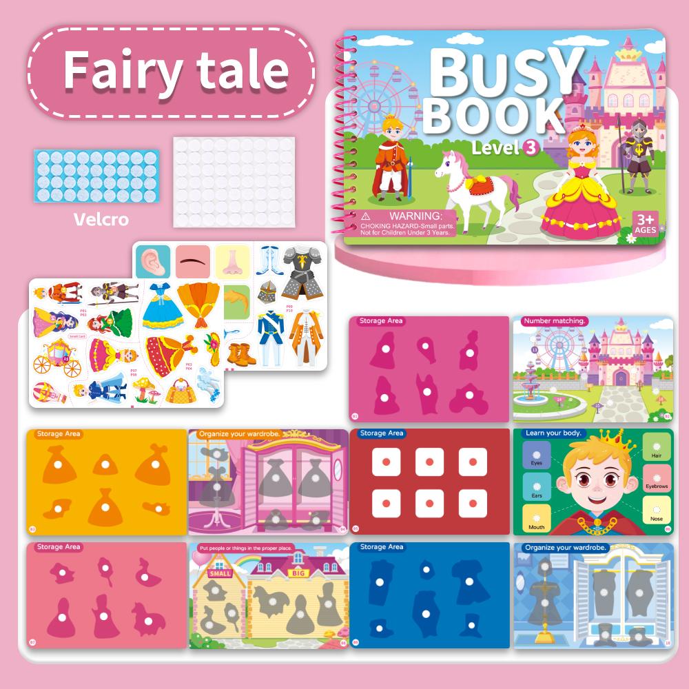 DIY Lern ruhiges Beschäftigungsbuch 4 Themen Cartoon Reise Aufkleberbücher Aufkleberspiel Montessori Klebebuch Spielzeug Geschenke Kinder Kinder