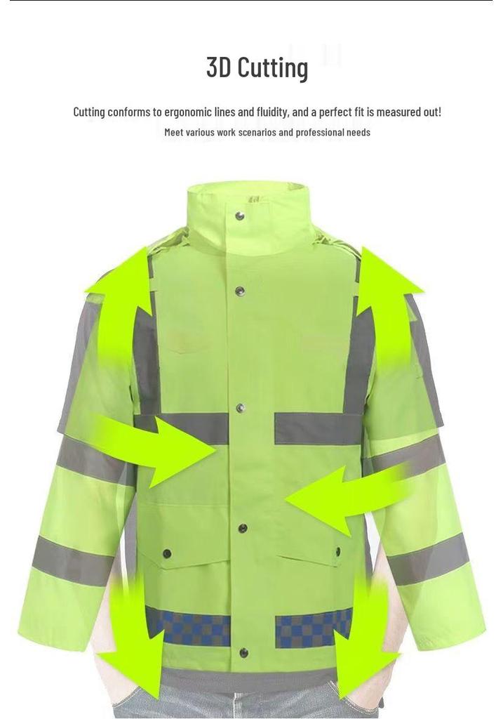 High-Visibility Raincoat & Pants Set for Traffic Safety & Rescue Duties