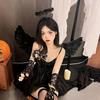 1 Set Cosplay Wings Set Feathered Angel Black Witch Wings Set With Headband Wand Halloween Role-playing Kids Angel Wings Outfit