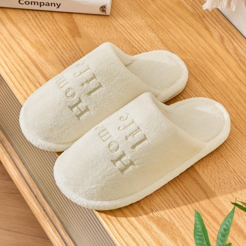 Non-slip Silent Cotton Slippers Men's Autumn and Winter Indoor Home Couple Soft Bottom Comfortable Velvet Warm Four-season Cotton Drag Women