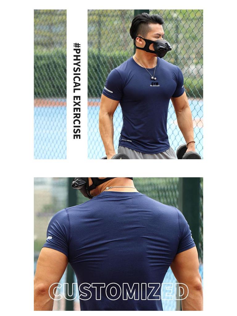Tricou de trening reflectorizant cu mânecă scurtă și uscare rapidă pentru bărbați, Muscle-Fit