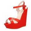 Offene Zehenpartie Knöchelriemen Plateau Keilabsatz Damen Sandalen 14cm Super Hohe Absätze Gladiator Damen Schuhe