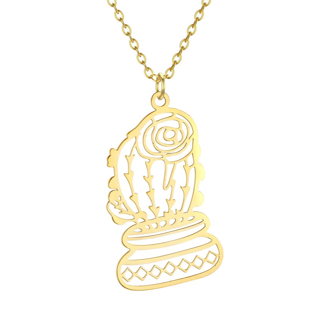 Kinitial Cactus Saturn Planet Infinity Lips Bird Landscape Sun Mountain Stainless Steel Pendant Necklace For Women Jewelry Gift