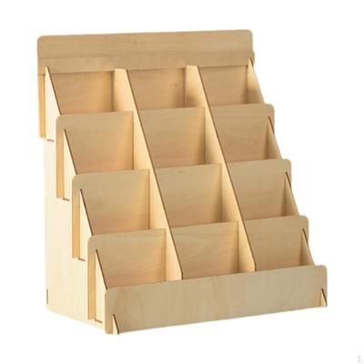 Wooden Greeting Card Display Stand Photos Shelf Portable Multifunctional 4 Tier Sticker Organizer