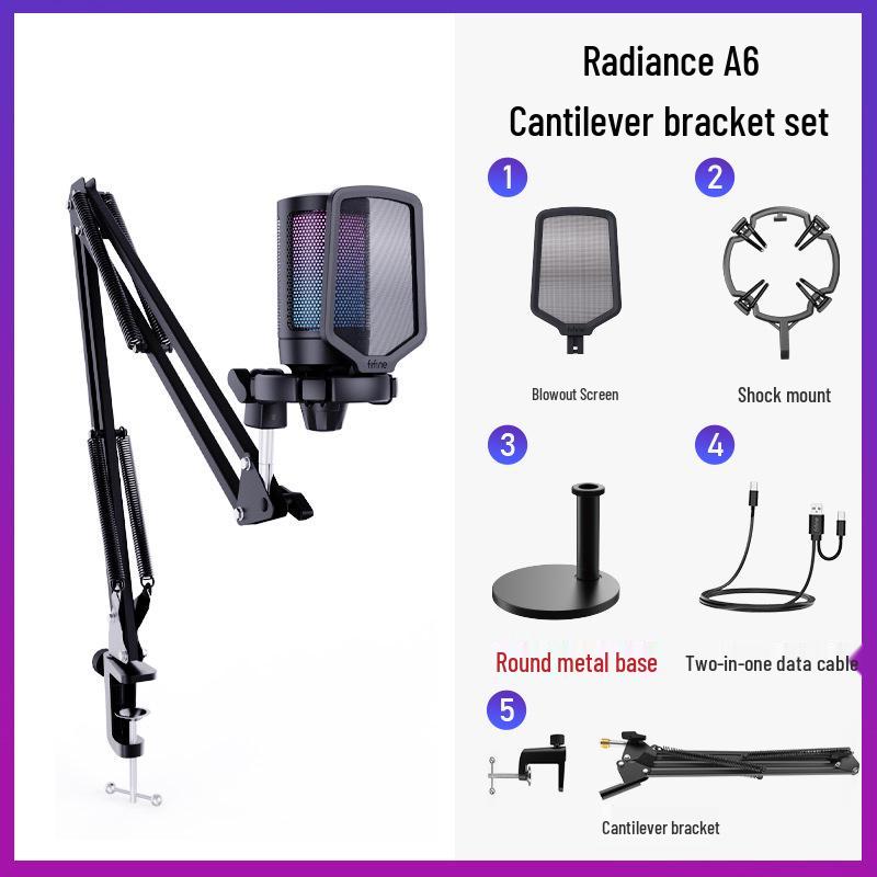 Fifine A6 Radiance RGB Microphone for PC, Phone, Recording, Gaming, Dubbing & Live Streaming
