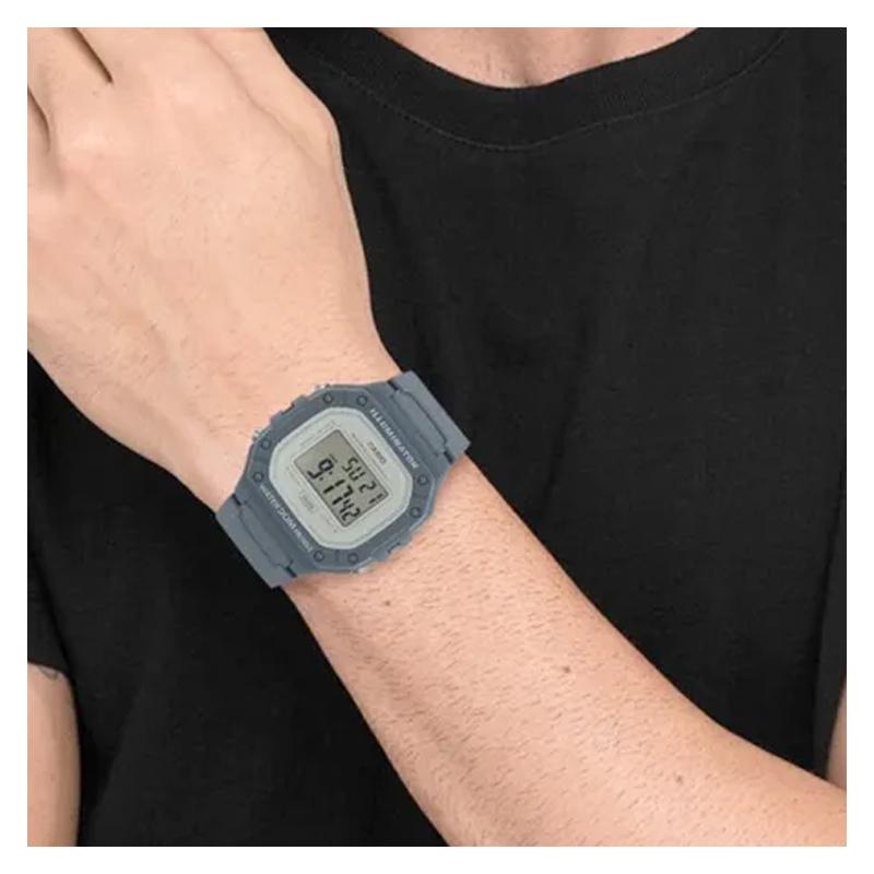 Casio DIGITAL Series - Square Fashion Trend Sports Quartz Movement Resin Strap Japanese and Korean Watch Men's Watch Gray Dial W-218HC-2AV