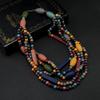 Vintage Morandi color wood bead necklace female personality exaggerated bohemian vacation stage accessories