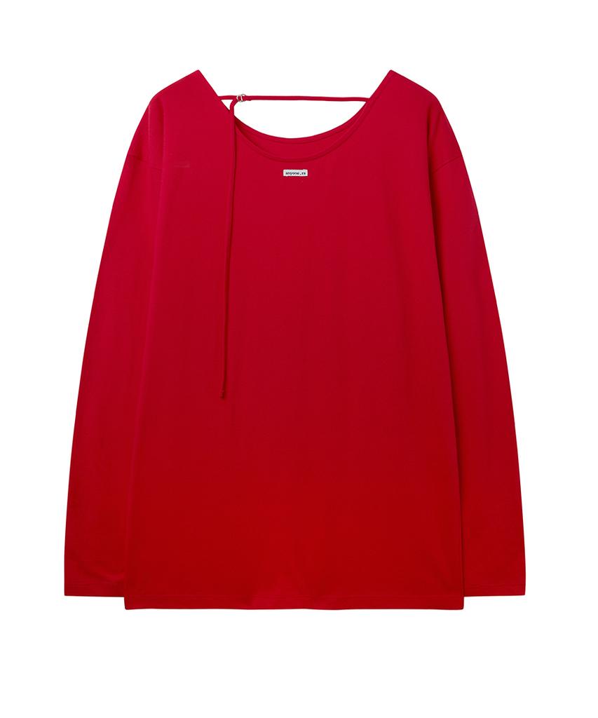 Lense Oversized Back Point Long Sleeve Tee Red