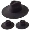 Black Jazz Hat Men's and Women's Fashion Webbing Bow Woolen Top Hat Autumn and Winter.cm Big Eaves Hat