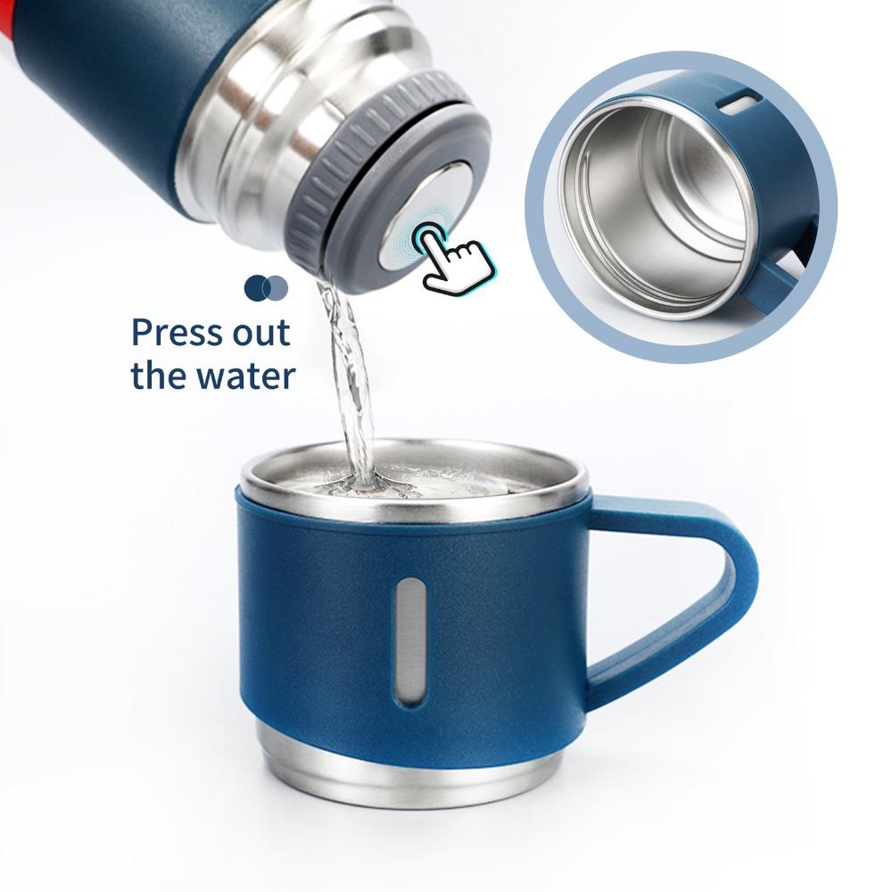 2 Extra Cups Insulated Bottle 500ml Sport Flask Portable Coffee Tumbler For Hot&Cold Drink
