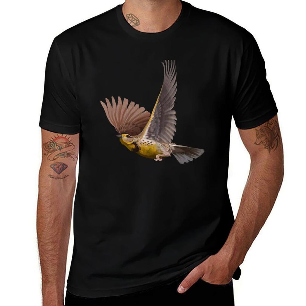 Bird Meadow Lark Tshirt Large Size Short Sleeve Tshirt