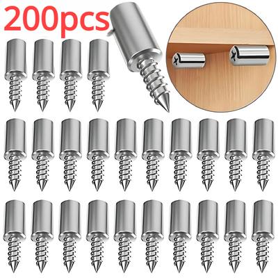 Soporte de placa de capa de tornillo autorroscante, soportes de tabique para armario, clavijas de soporte de estante de tornillo fijo con funda antideslizante, 200 Uds.