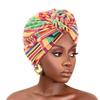 New Floral African Knot Turban Beanie Pre Tied Front Knot Elastic Head Wrap Elegant Women Chemo Cap Bandana Headwear