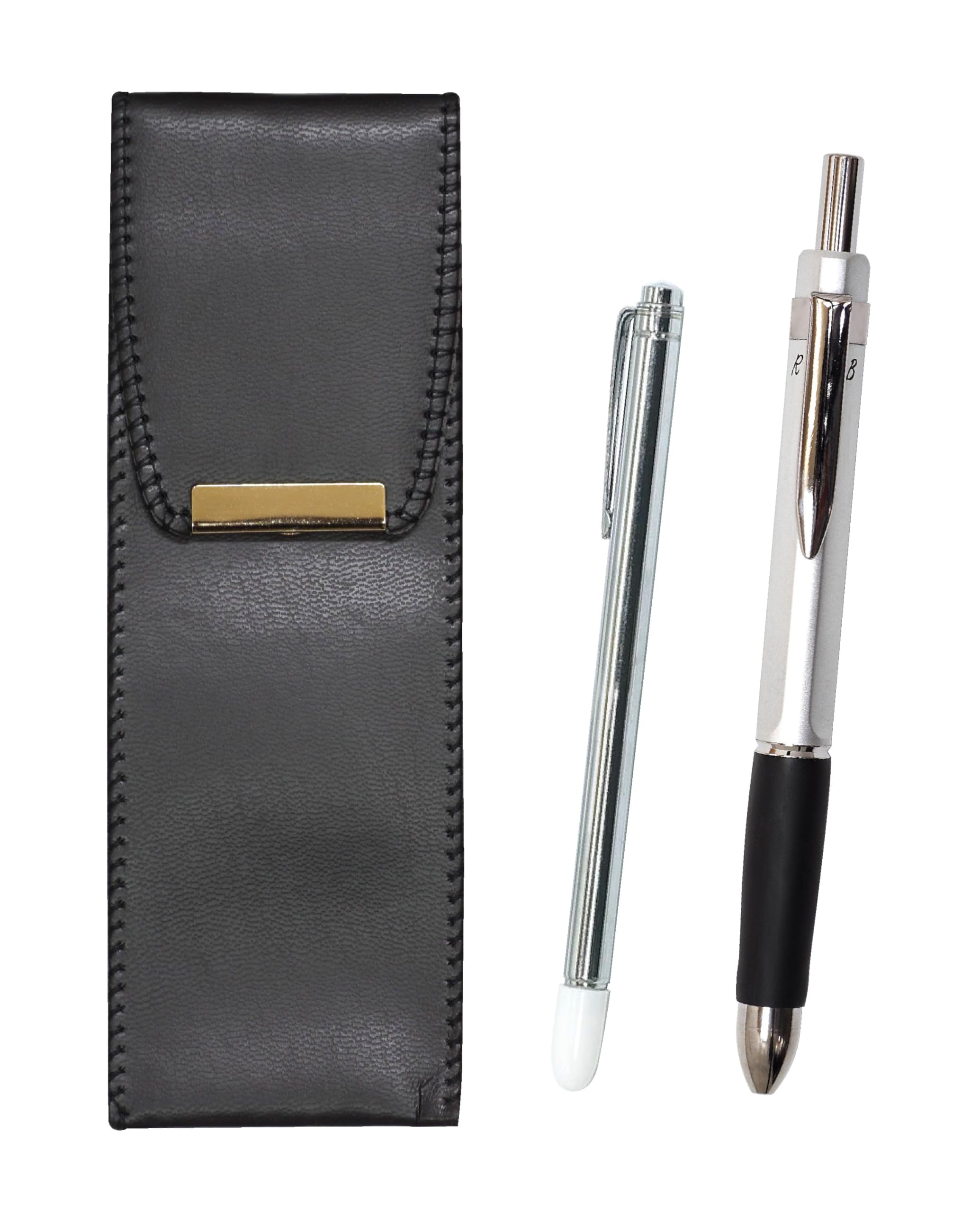

pen case with metal pointer and triangular labar silver set Eco-leather 3-meka (BR-701S-TR3MS)