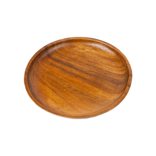 Emery Shokai Wooden Lunch Plate, Round, Approx. 23cm L X 23cm W X 2.5cm H