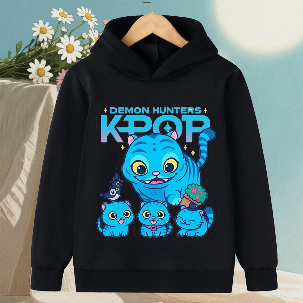 

K-pop Охотник на демонов Саджа Мальчики Мультяшные Девочки Мальчик Толстовка с капюшоном Теплая Детская Корейская волна Мода Повседневные Топы Повседневная одежда 130