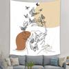 Abstract Woman Tapestry Aesthetic Boho Home Decor Butterfly Fabric Wall Hanging Modern Flower Plant Bedroom Office Decoration