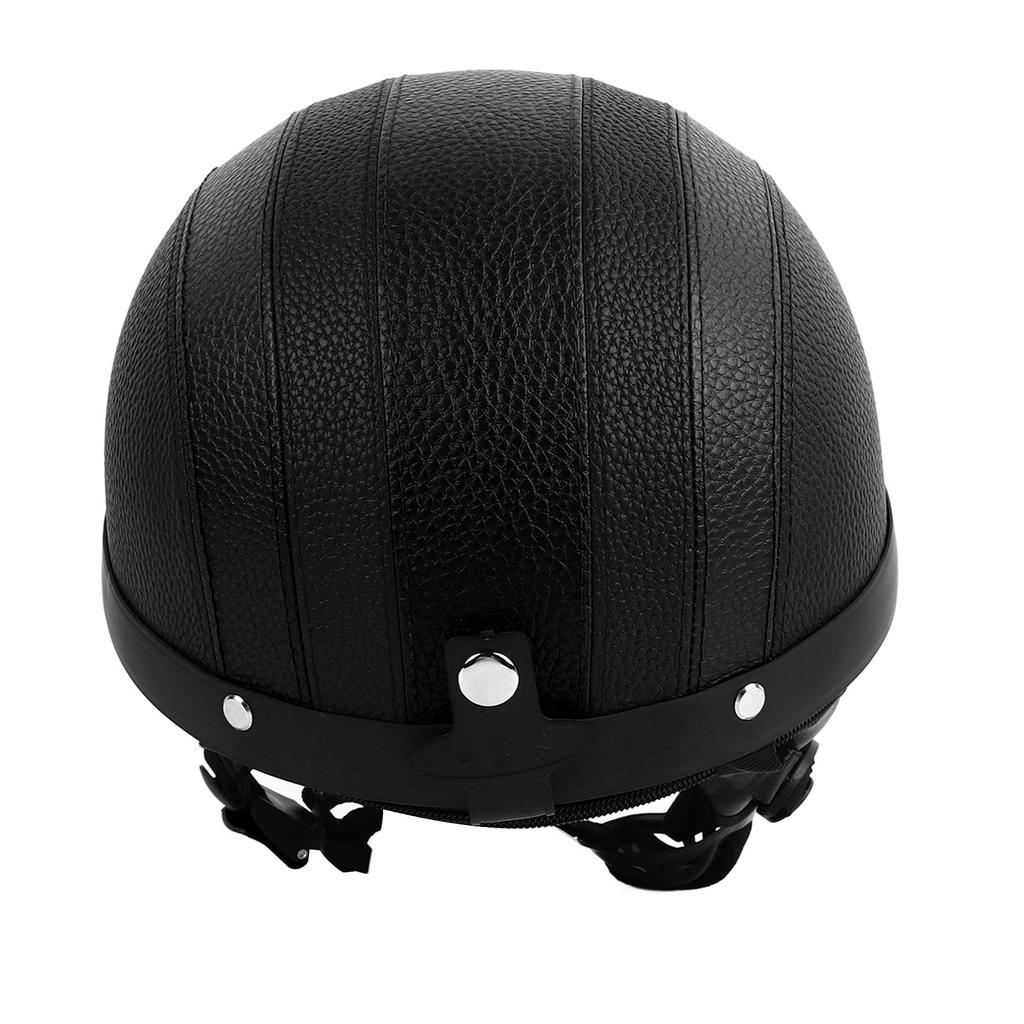 Half Helmet Breathable Sun Blocking Retro Safe PU Leather Motorcycle Helmet for Men Women