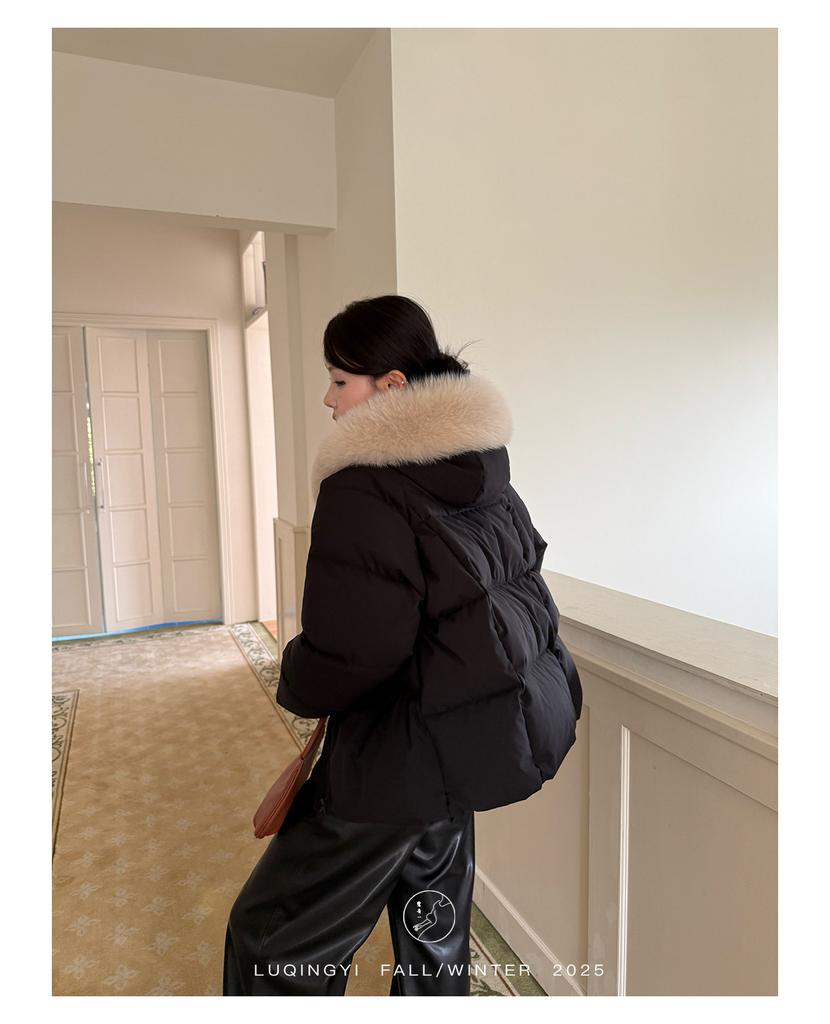 [Large quantities in stock] Autumn and winter down cotton clothes, new milk huhu women's big fur collar, loose and casual