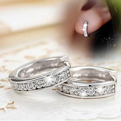 Luxus Neue Kristall Zirkon Ohrringe Mode Silber Farbe Schmuck Elegante Strass Stud Ohrringe Für Frauen Weibliche Brincos Geschenk