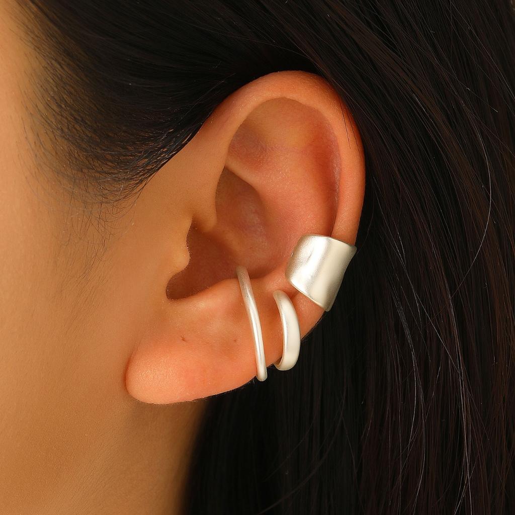 Matte Gold Ear Cuff Set Minimalist Curved and Band Ear Clips Non Piercing Ear Jewelry
