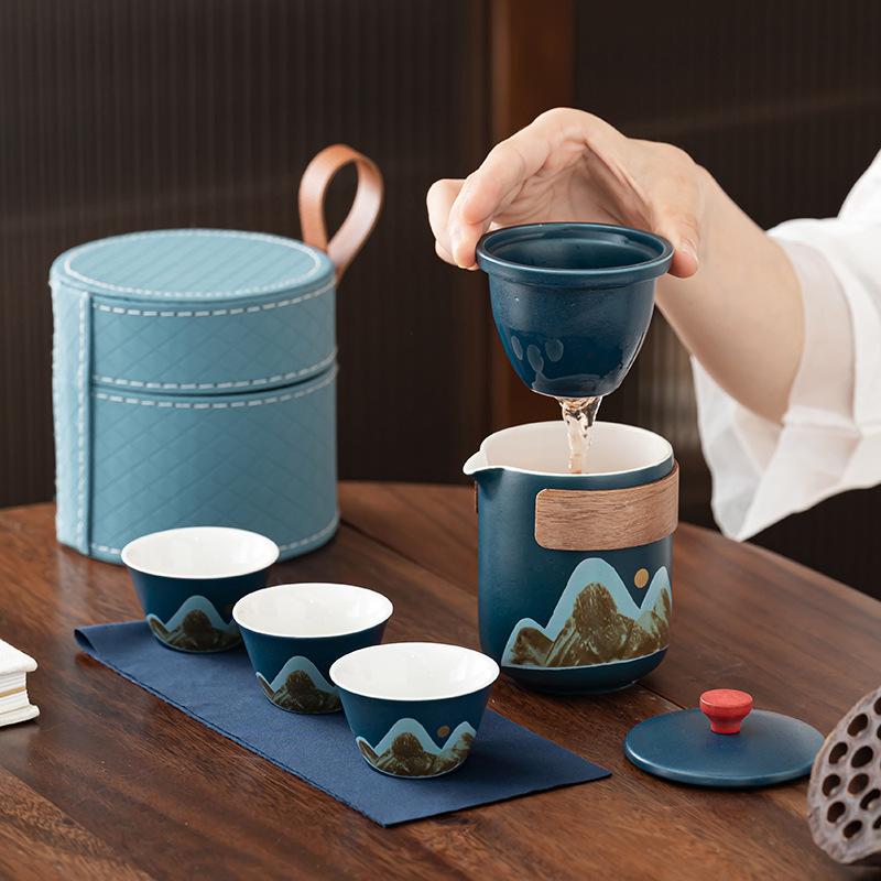 Travel Set Retro Aoyama Portable Travel Tea Set Car Outdoor Kung Fu Teapot Business