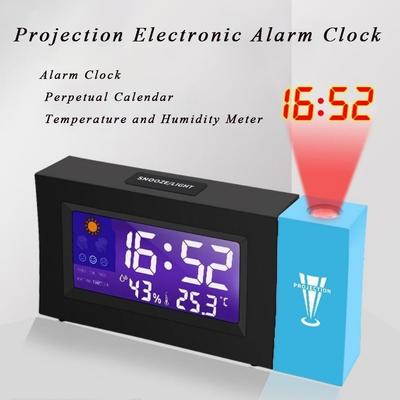 12H/24H Switching Projection Alarm Clock Weather Display Electronic Clock Display Humidity and Temperature Multi-Function Electronic