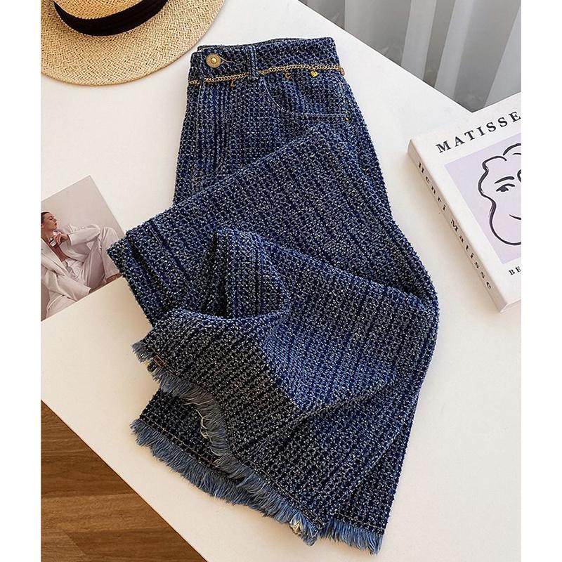 

Autumn Fashion Wide Leg Pants Jeans Korean Loose Temperament Straight Pants Ladies Casual All Match Trousers Lady S