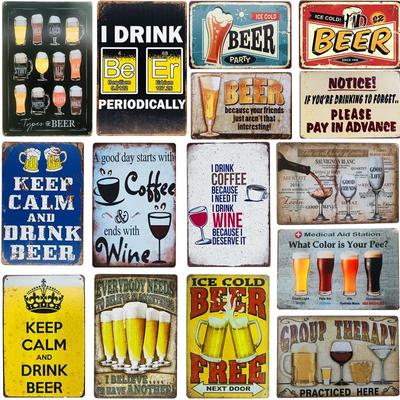 Vintage Beer Metal Tin Signs Wine Alcohol Drinker for Bar Pub Club Man Cave Kitchen Wall Decor Plaque 8x12 Inch