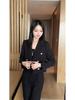 Women's 2023 Black Long Sleeve Suit & Pants Set - High-End Fashion for Spring/Autumn