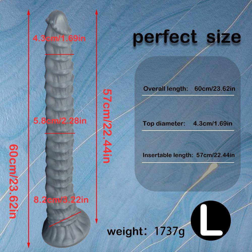 60cm Extra Long Silicone Anal Snake - Unisex Stretching Toy for Advanced Play, Giant Horse Cock Design, Dual-Ended for Anal/Vaginal Use