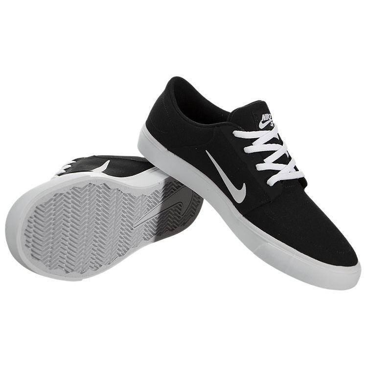 Nike Portmore Canvas SB Black Unisex Sneakers White 723874-001