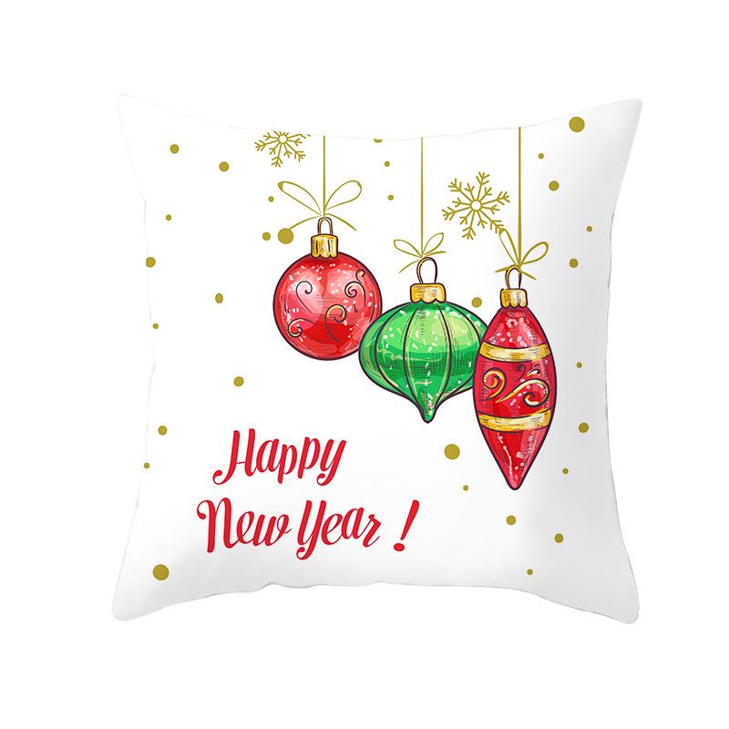 Christmas Peach Skin Pillow Cover Nordic Sofa Cushion Cover Cartoon Print Pillow Cover