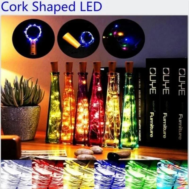 LED Cork-shaped Wine Bottle Lamp Night Elf Copper String Lights, Romantic Valentines Day Party Decoration