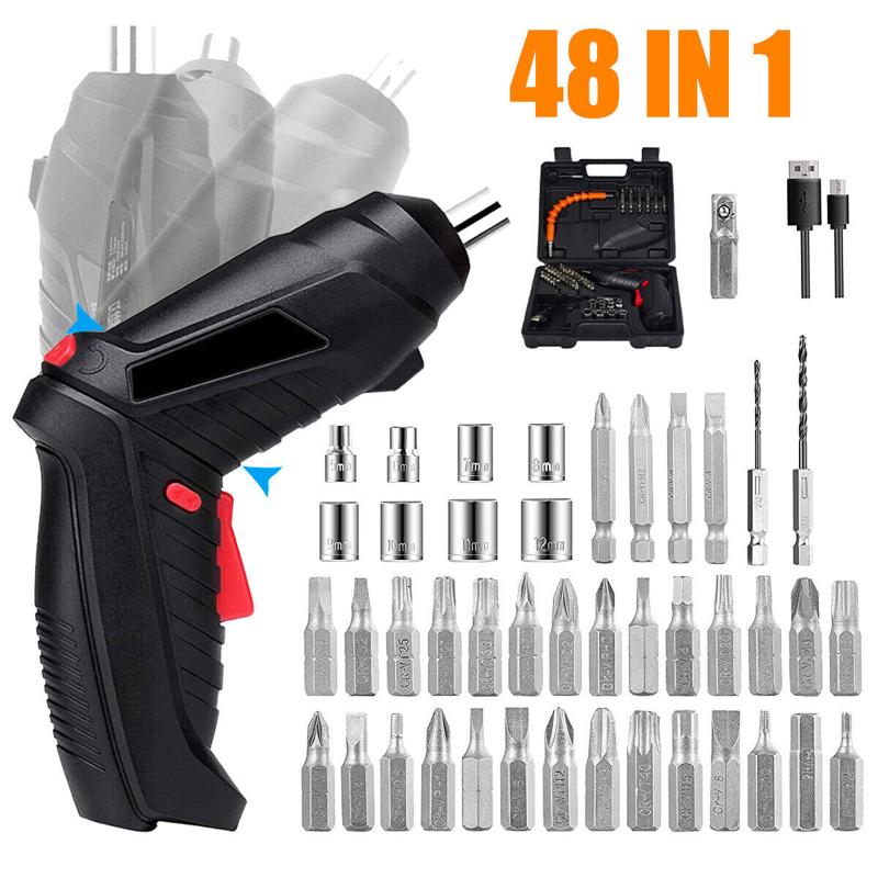Șurubelniță electrică fără fir 48 în 1, reîncărcabilă, mâner ergonomic, șurubelniță, unelte electrice