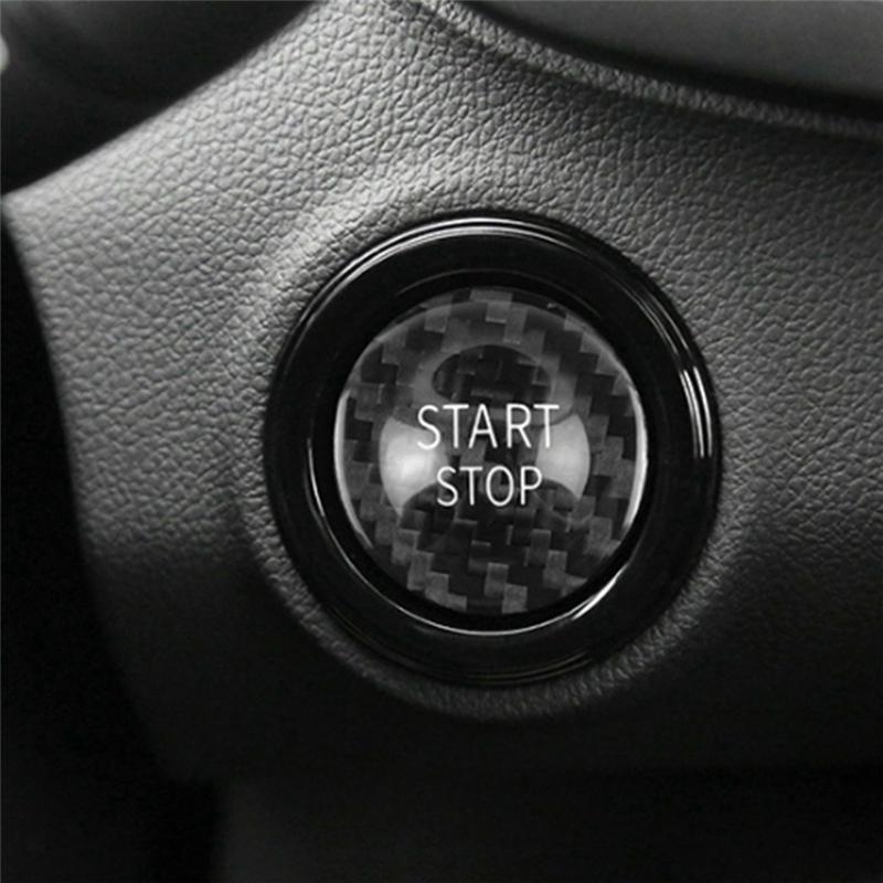 Car Engine Start Stop Button Carbon Fiber Trim Sticker For Renault Koleos Megane Fluence Clio Carbon Fiber Pattern