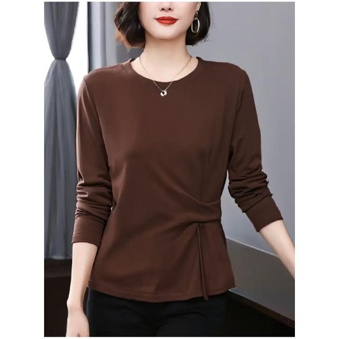 

Women s 2025 Early Autumn Fleece Long-Sleeve T-Shirt: Flattering, Slimming, Versatile Base Layer Top 5XL